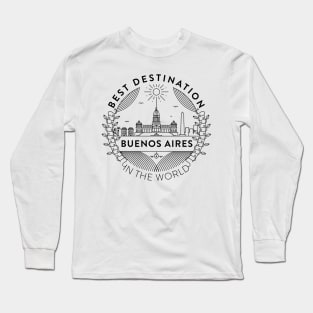 Buenos Aires Minimal Badge Design Long Sleeve T-Shirt